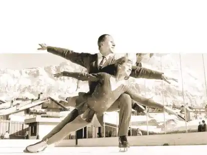 Das russische Eiskunstlaufpaar Oleg Protopopow und Ludmilla Belusowa beim Training im Jahr 1963.