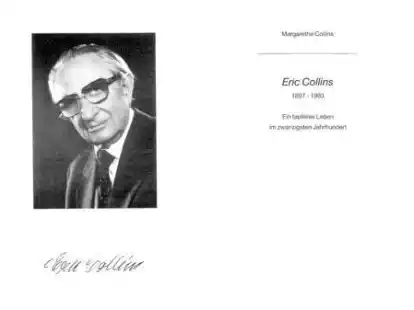 Eric Collins (1897-1993) war ma&szlig;geblich an der Wiedereinrichtung der J&uuml;dischen Gemeinde in Oldenburg beteiligt. Die Einweihung der Synagoge 1995 hat er leider nicht mehr erlebt. Portraitfoto aus dem von Margarethe Collins verfassten und herausgegebenen Band &bdquo;Eric Collins 1897-1993 &ndash; Ein tapferes Leben im zwanzigsten Jahrhundert, Oldenburg 1995&ldquo;.