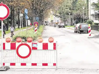 Die Mozartstra&szlig;e erhielt im oberen Teil eine neue Fahrbahn. Sie muss nun dem Bauverkehr standhalten.