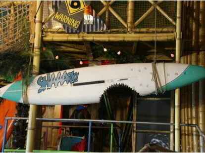 Ob hier ein echter Hai reingebissen hat ist fraglich, aber ein Hingucker ist dieses Surfbrett in jedem Fall. Alle Detailaufnahmen finden Sie auf .