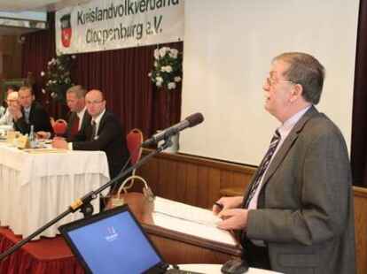 Gastredner auf der Vertreterversammlung des Kreislandvolkverbendes Cloppenburg in Th&uuml;le war der nieders&auml;chsische Landwirtschaftsminister Gerd Lindemann.