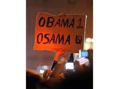 US-Amerikaner an Ground Zero jubeln &uuml;ber den Tod von Osama bin Laden.