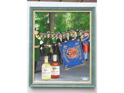 Helmut Desens mit seinen k&uuml;nstlerischen Ansichten zum Gildefest. 05.2012