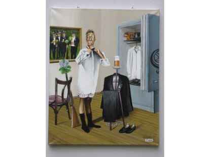 Helmut Desens mit seinen k&uuml;nstlerischen Ansichten zum Gildefest. 05.2012