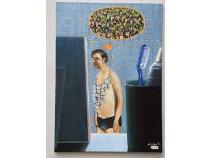 Helmut Desens mit seinen k&uuml;nstlerischen Ansichten zum Gildefest. 05.2012