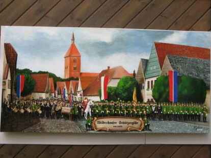 Helmut Desens mit seinen k&uuml;nstlerischen Ansichten zum Gildefest. 05.2012