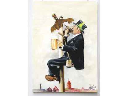 Helmut Desens mit seinen k&uuml;nstlerischen Ansichten zum Gildefest. 05.2012