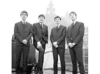Aufgewachsen in Liverpool, gro&szlig; geworden in Hamburg: In der Konstellation George Harrison (von links), Paul McCartney, Ringo Starr und John Lennon