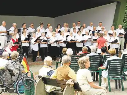 Ein stimmungsvolles Sommerkonzert gaben die Sängerinnen und Sänger der „Liedertafel“ und „Euphonia“, die auf der Burgwiese von den Jagdhornbläsern des Hegerings Wildeshausen unterstützt wurden.