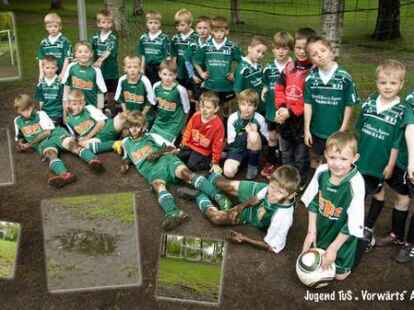 G_F_Jugend TuS Vorwaerts Augustfehn1 - Damit die G- und F-Junioren des TuS Vorw&auml;rts Augustfehn nicht mehr nach jedem Training abgeschrubbt werden m&uuml;ssen, w&uuml;nschen sie sich eine Sportplatz-Renovierung. BILD: TUS