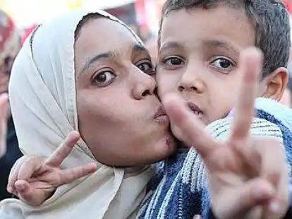 Protest: Mutter mit Kind auf dem Tahrir-Platz.