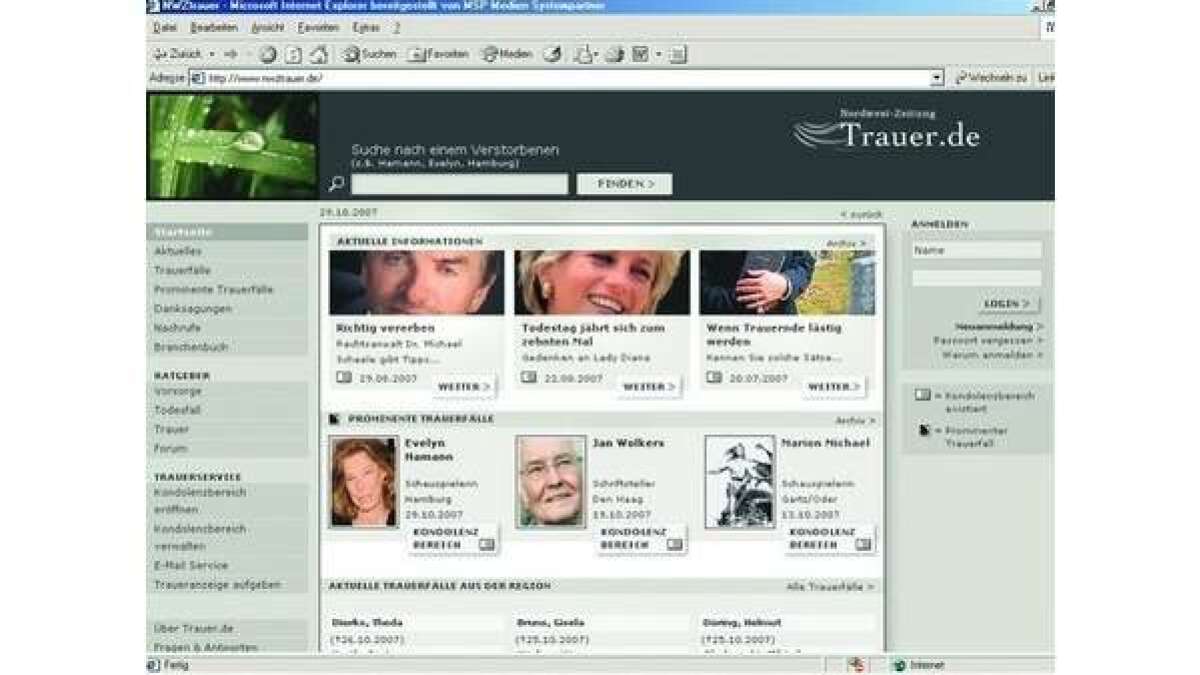 Regionale Traueranzeigen der NWZ jetzt online