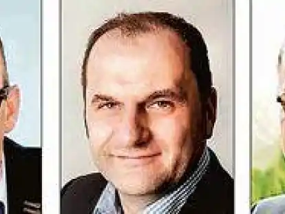 Diese f&uuml;nf Bewerber wollen B&uuml;rgermeister werden (v.l.): Hildegard Kuhlen (CDU), Bernhard Norenbrock (unabh&auml;ngig), Sven Stratmann (SPD/Gr&uuml;ne), Josef Themann (unabh&auml;ngig) und Gerhard von Gr&ouml;nheim (unabh&auml;ngig)