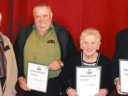 <p> Gro&szlig;e Ehre (von links): Otto Harms,   Hermann Jan&szlig;en, Anneliese Kr&ouml;ger und  Harald Droste</p>