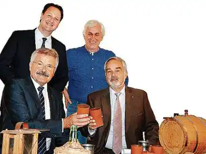 Im  Museum (v. l. ): Tobias Avermann,  Herbert Fischer,  Helmut Gels und  Thomas Kossendey.