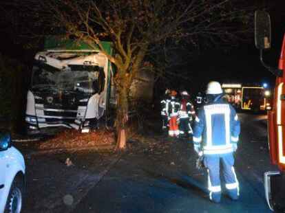 Lastwagen Prallt Gegen Mehrere Bäume