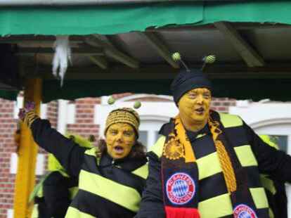 Mehr als 60 bunt kost&uuml;mierte Gruppen zogen am Samstag beim Karnevalsumzug der KG Waterkant durch Varels Stra&szlig;en.