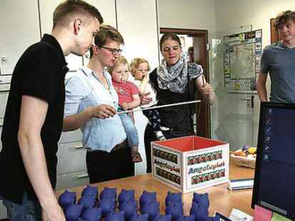 Angelspiel:  In der K&auml;mmerei  galt es die Hundesteuermarken zu erwischen, denn   daf&uuml;r  gab es ein  Sparschwein.