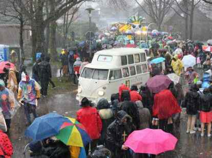 Die Narren beim Fasching um den Ring trotzten dem Wetter.