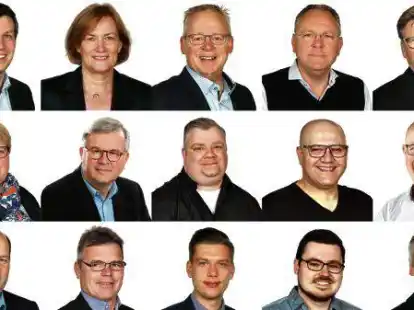 Die Kandidaten der CDU (von oben, von links): Johannes Zingel, Maria Bruns, Klaus Warnken, Axel Schmertmann, J&ouml;rg Harders, Kirsten Schwengels, Andreas Koopmann, Arne Hilljegerdes, Can-Kasim Bentami, Christian Wandscher, Christian Breitinger, Jochen Osmers, Fynn Petzold, Tim Jensch, Henning Stoffers, Jan Oltmanns, Stefan Neteler, Eilke Eilers, Tim Hobbiebrunken, Stefan Schr&ouml;der, Jan G&ouml;bel, Frank Martin, Ulf Burmeister, Thorsten D&ouml;rfler und Stefan Pfeiffer.