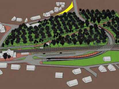 Beispiel f&uuml;r eine Unterf&uuml;hrung: die Bahnhofstra&szlig;e verl&auml;uft unter den Gleisen und dem Oldenburger Weg und m&uuml;ndet in die B&uuml;mmersteder Stra&szlig;e.