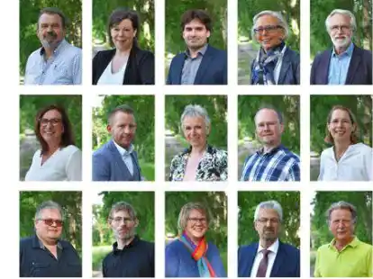 Die SPD-Kandidaten, obere Reihe, von links: Bernd Stolle, Sandra Aichele, Maximilian Runge, Ulrike Janz-Janzen, Heiko Aschenbeck. Mittlere Reihe, von links: Gabriele Klostermann, Sebastian Zwiener, Jutta Schr&ouml;der, Magnus Kapels, Michaela Lund. Untere Reihe, von links: Enno K&auml;hler, Kai Otte, Anke Paradies, Werner Lingenau, Wolfgang Ueberdiek