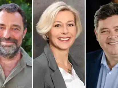 Wollen Landrat werden (v.l.) Dirk Hooymann (Linke), Karin Harms (parteilos), Jens Nacke (CDU).