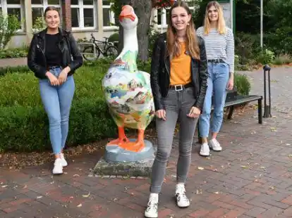 Machen ihren Bundesfreiwilligendienst bei der Gemeinde Ganderkesee: (von links) Lilli Kirchhoff (Kita L&uuml;ttje Ganter), Lara Richert und Emily Traudt, beide Kita Habbr&uuml;gger Weg.