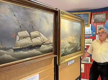 Der Eigent&uuml;mer der Sammlung des Buddelschiffmuseums Neuharlingersiel: J&uuml;rgen Landmann aus Bochum.