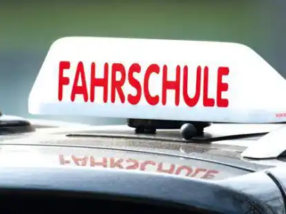 Ein Schild mit der Aufschrift &laquo;Fahrschule&raquo; ist auf einem Fahrschulauto befestigt. (Symbolbild)