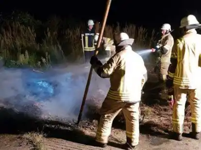 Erster Einsatz: Die Feuerwehr Prinzh&ouml;fte l&ouml;scht einen Brand im H&ouml;lscherholz.