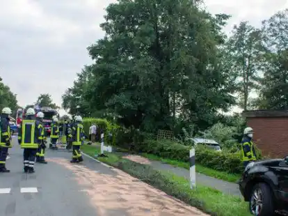 Die Feuerwehr Sandkrug k&uuml;mmerte sich um das Beseitigen von &Ouml;l und Treibstoff.
