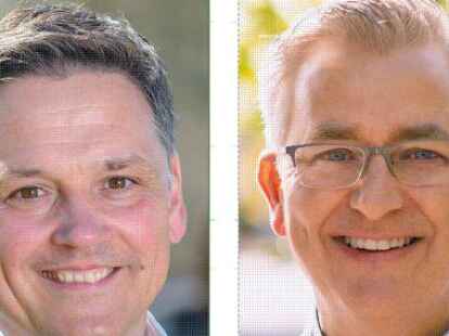 Treten in der Stichwahl am Sonntag gegeneinander an: J&ouml;rg Skatulla (l.) und Stephan Tapper (r.).