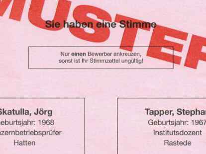 Der Wahlzettel f&uuml;r die Stichwahl