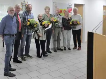 Die Geehrten bei der Hauptversammlung des Sozialverbands Pewsum.