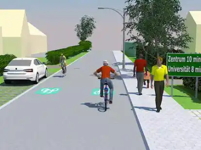 Sieht so ein fahrradgerechter Ausbau von Stra&szlig;en aus? Ein niederl&auml;ndisches Planungsb&uuml;ro hat diesen Vorschlag im Verkehrsausschuss vorgestellt.