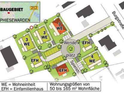 Dieser vorl&auml;ufige Entwurf zeigt, wie das Bauprojekt an der Burgstra&szlig;e in Phiesewarden umgesetzt werden k&ouml;nnte.