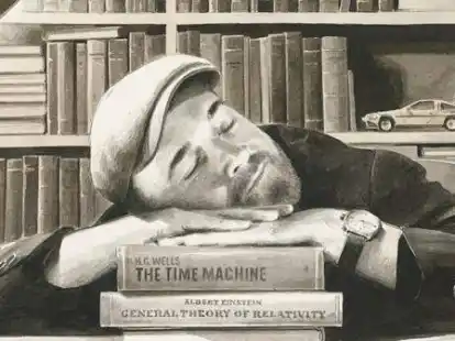 Selbstportr&auml;t mit Einsteins Relativit&auml;tstheorie: Illustrator und Kinderbuchautor Torben Kuhlmann kommt zur Kibum 2021 und zeichnet live.