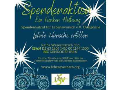 Mit einem adventlichen Trecker-Konvoi wird Geld f&uuml;r den Verein Lebenswunsch gesammelt.