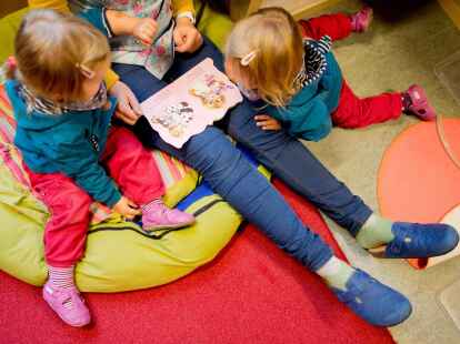 Eine Erzieherin liest zwei Kindern etwas vor. Wenn es nach einer NWZ-Leserin geht, sollten Babys und Kleinkinder zun&auml;chst bei ihren Eltern sein.