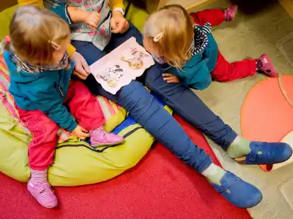 Eine Erzieherin liest zwei Kindern etwas vor. Wenn es nach einer NWZ-Leserin geht, sollten Babys und Kleinkinder zun&auml;chst bei ihren Eltern sein.
