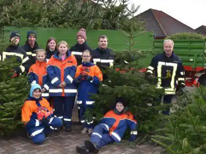In Scharrel werden wieder Mitglieder der Jugendfeuerwehr, unterst&uuml;tzt von den aktiven Feuerwehrkameraden, die abgeschm&uuml;ckten Weihnachtsb&auml;ume einsammeln.