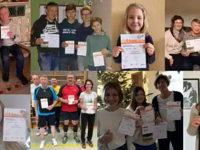 Die Teilnehmer an der Sportabzeichen-Saison des TV Waddens sind auf einer Fotocollage dokumentiert.