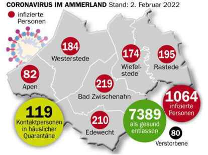 Auf einen Blick: Die Corona-Zahlen im Ammerland. Grafik: Borrmann