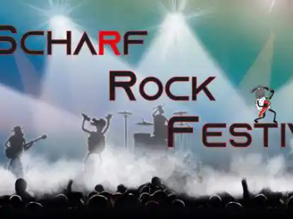 Mit diesem Logo werben die Veranstalter f&uuml;r das Scharfrock-Festival.