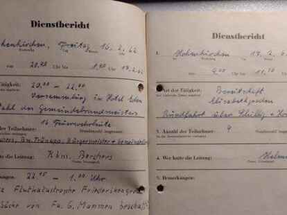 Sturmflut 1962, Dienstplan der Freiwilligen Feuerwehr Wangerland