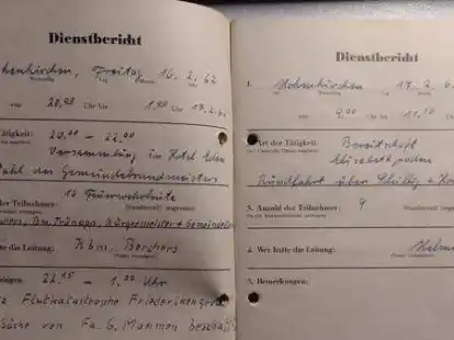 Sturmflut 1962, Dienstplan der Freiwilligen Feuerwehr Wangerland