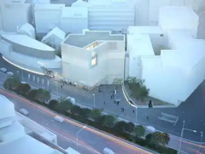 Das Projekt: So wird das neue Stadtmuseum aussehen. Rechts an der Moslestra&szlig;e plant allerdings die &Ouml;ffentliche einen Neubau.