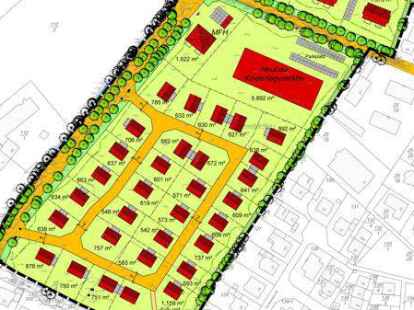 Das geplante Neubaugebiet Ofener B&auml;ke: Nach Empfehlung des Bau- und Umweltausschusses soll nur der s&uuml;dliche Teil  bebaut werden.