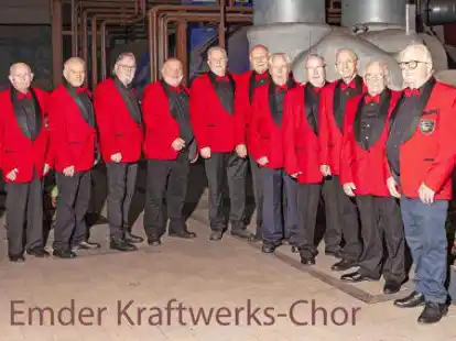 Der Emder Kraftwerks-Chor in aktueller Besetzung: Am 15. Februar 2022 j&auml;hrt sich sein Gr&uuml;ndungsdatum zum 50. Mal.